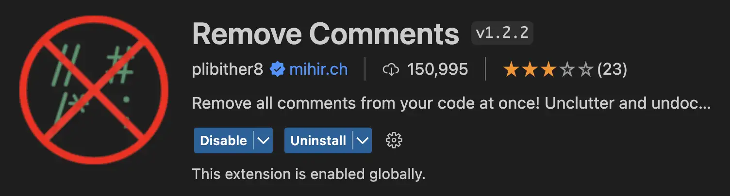 Remove CommentsExtension